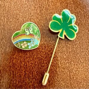 Irish Green Enamel Brooch Set